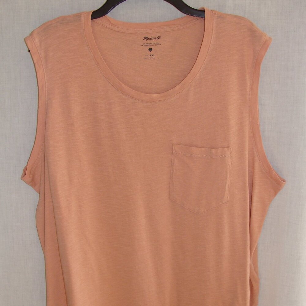 MADEWELL Peachy-Pink Sleeveless SLUB Knit SCOOP Neck TEE T-Shirt Sz XX-LARGE